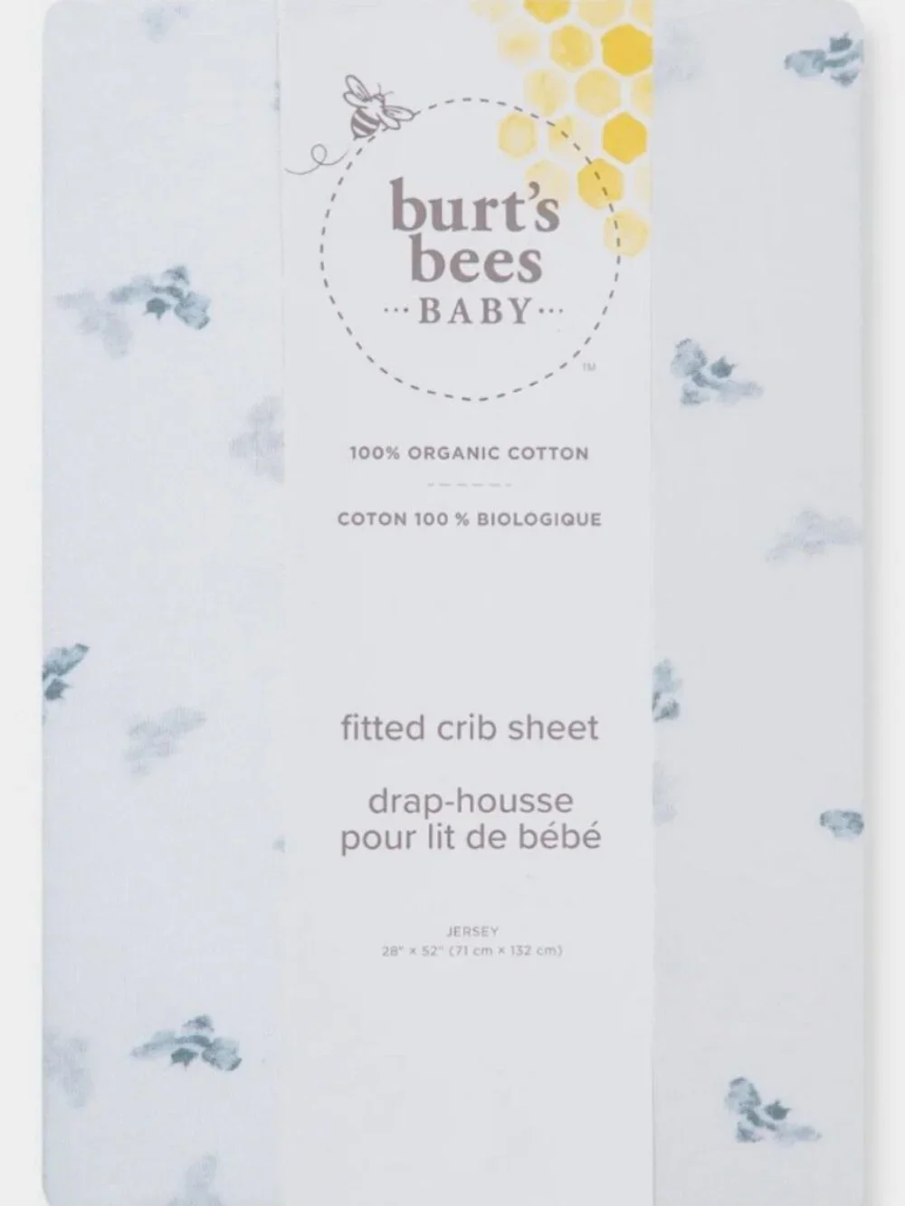 Burt’s Bees Baby Golden Bee Organic Cotton Fitted Crib Sheet - White/Quarry Bees